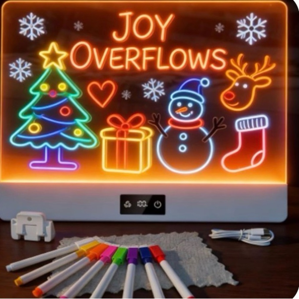 TURELMNT LED Drawing Board 11.8” Rechargeable w/ 7 Markers